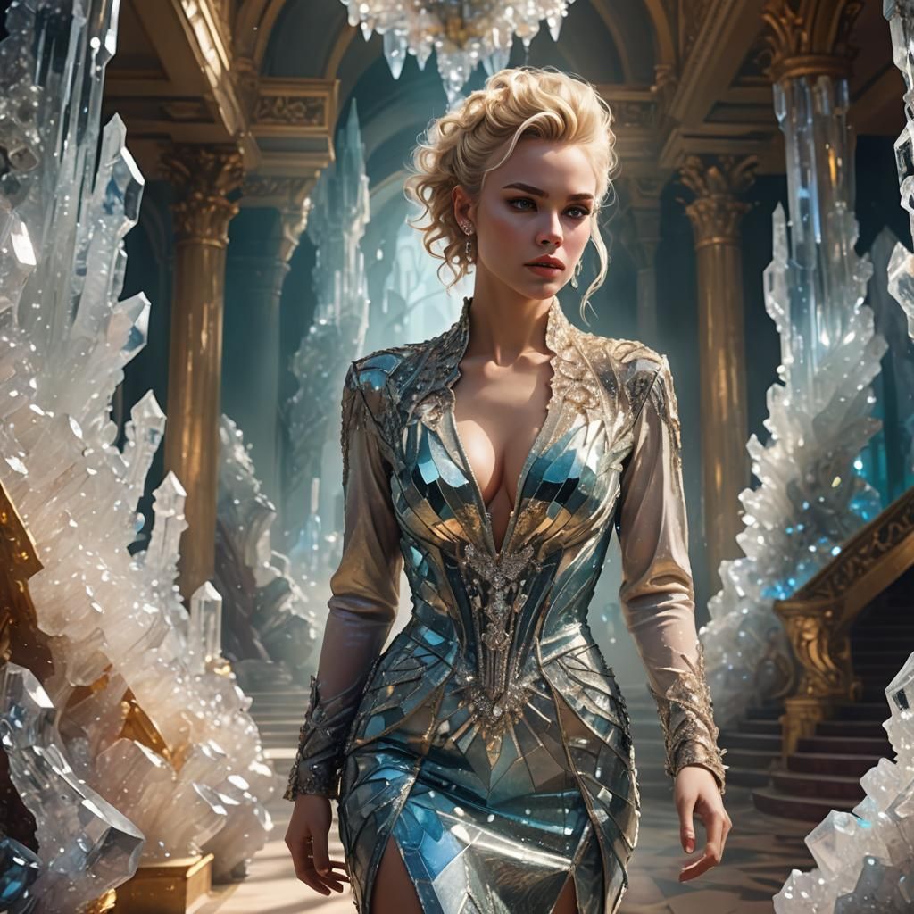 Crystalline Dress in Grand Ballroom, Fantasy Concept Art