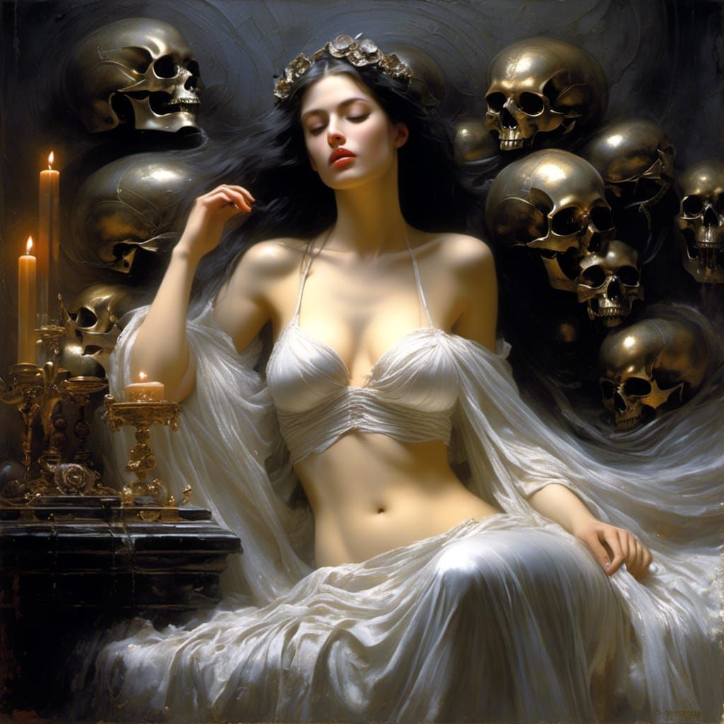 Hyperrealistic Gothic Nude Female Portrait
