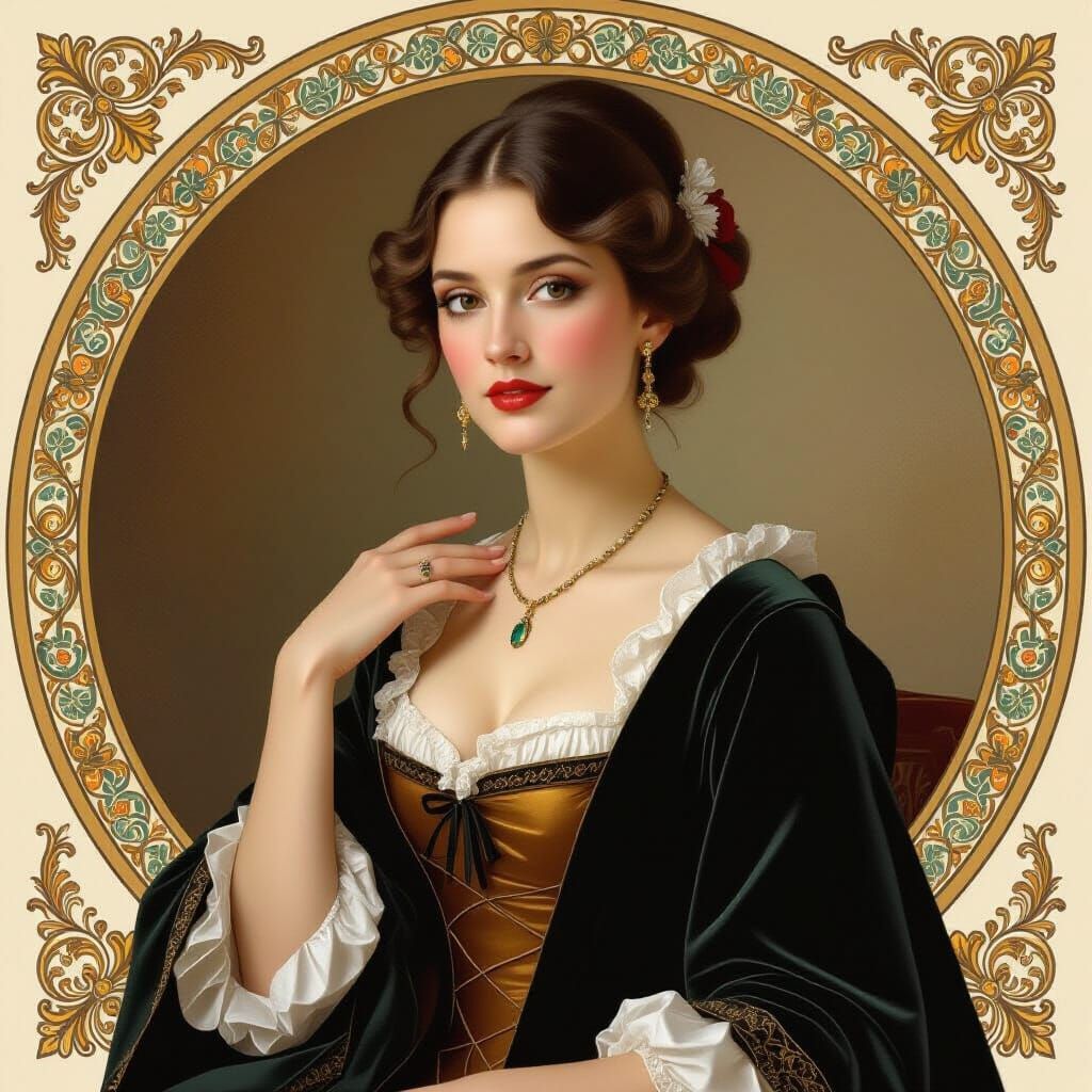 Elegant Woman Portrait in Realistic Style