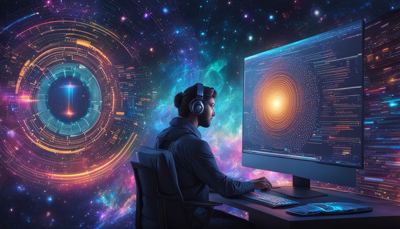 Astral Cosmic Programmer Life in Holographic Illustration