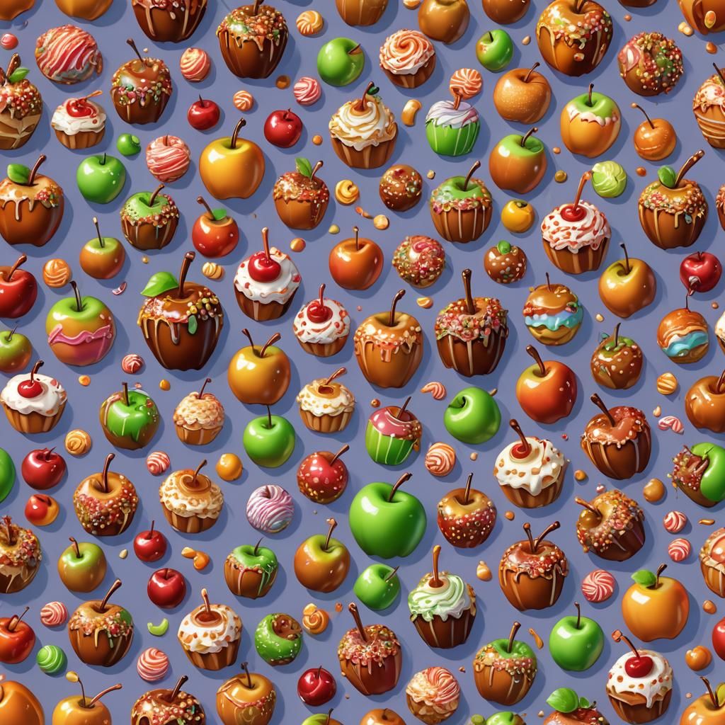 Chibi Caramel Apple in Candy Art Style