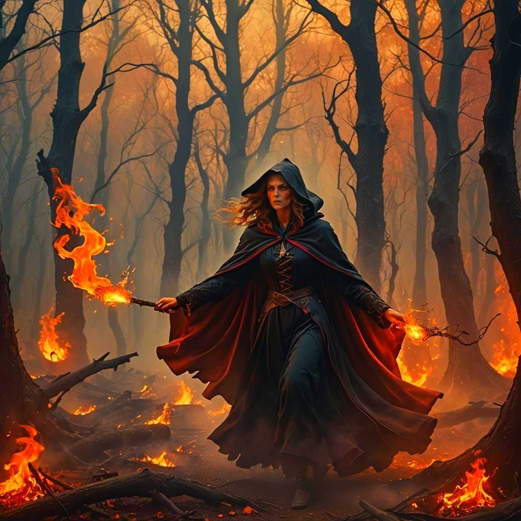 Fiery Witch: Detailed Fantasy Concept Art
