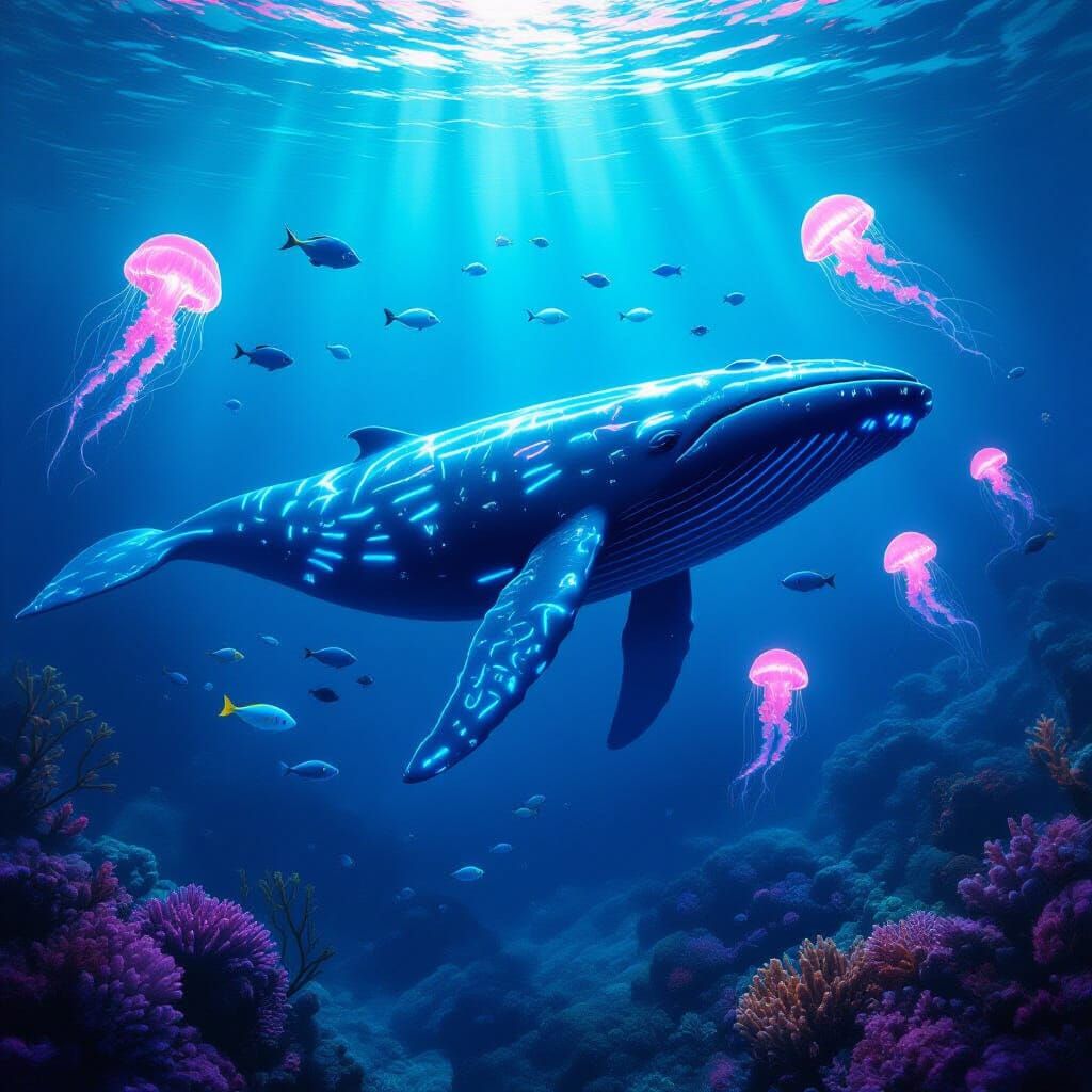 Luminous Avatar Whale Underwater Scene