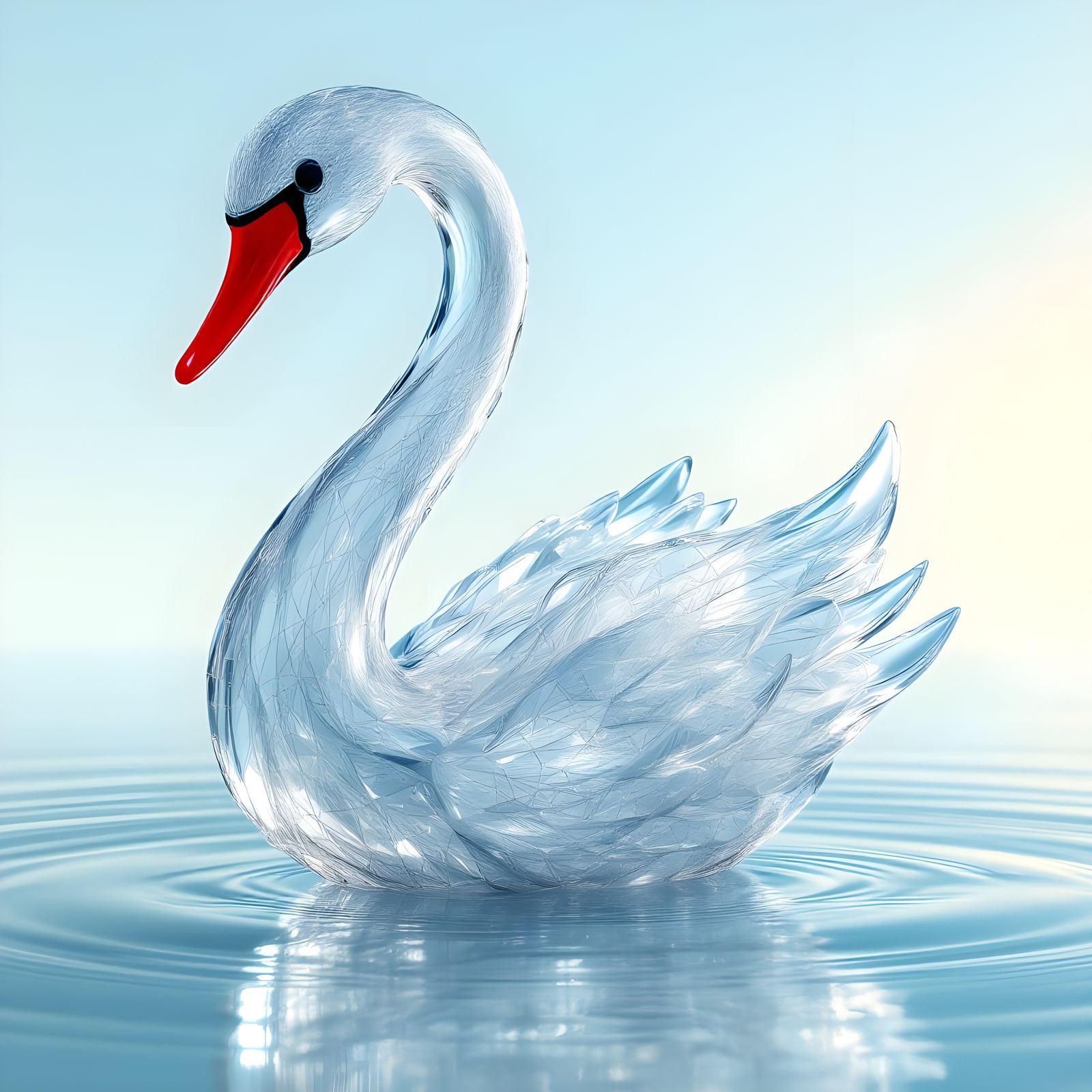 Enchanting Chibi Glass Swan in 3D