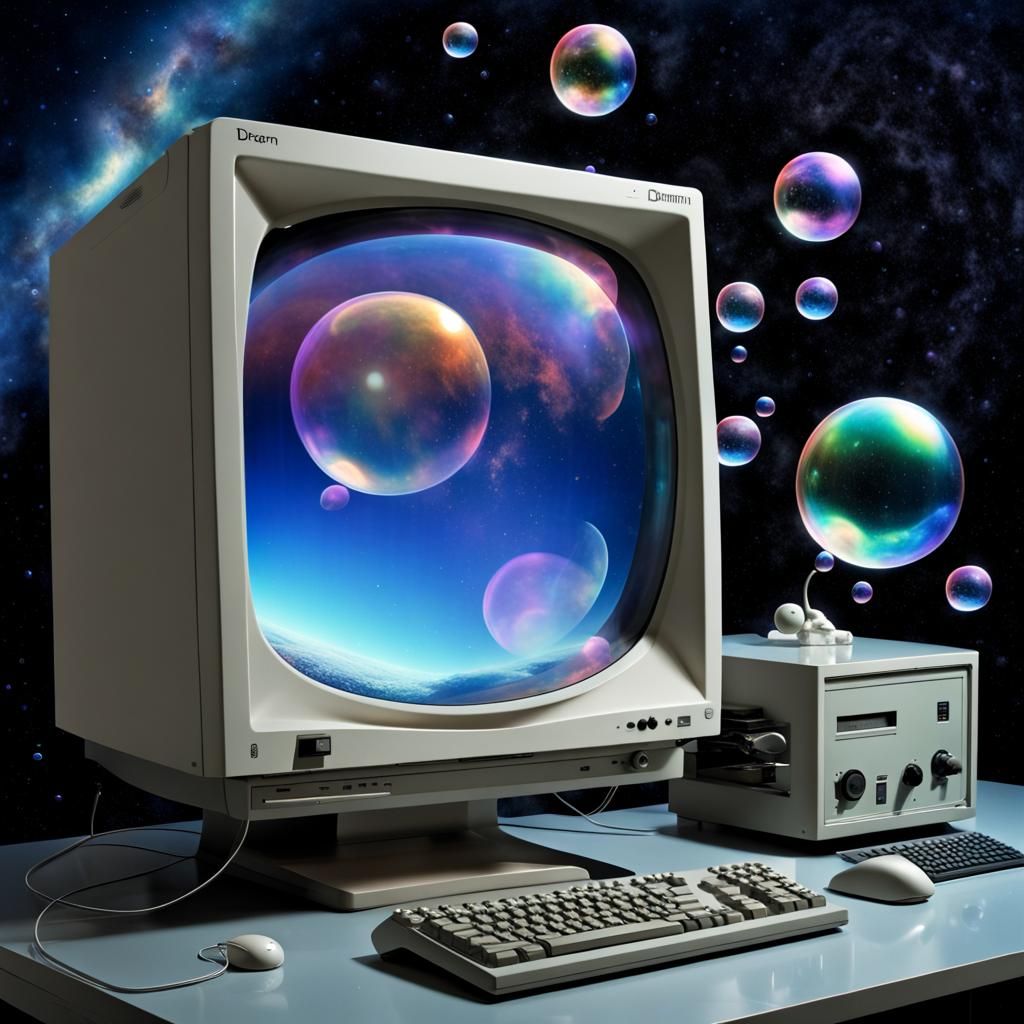 Surreal Space Dream on Computer Screen