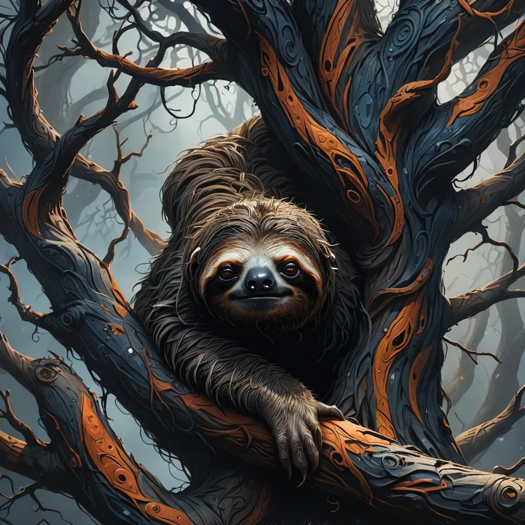 Evil Sloth in Mystical Dark Fantasy Art