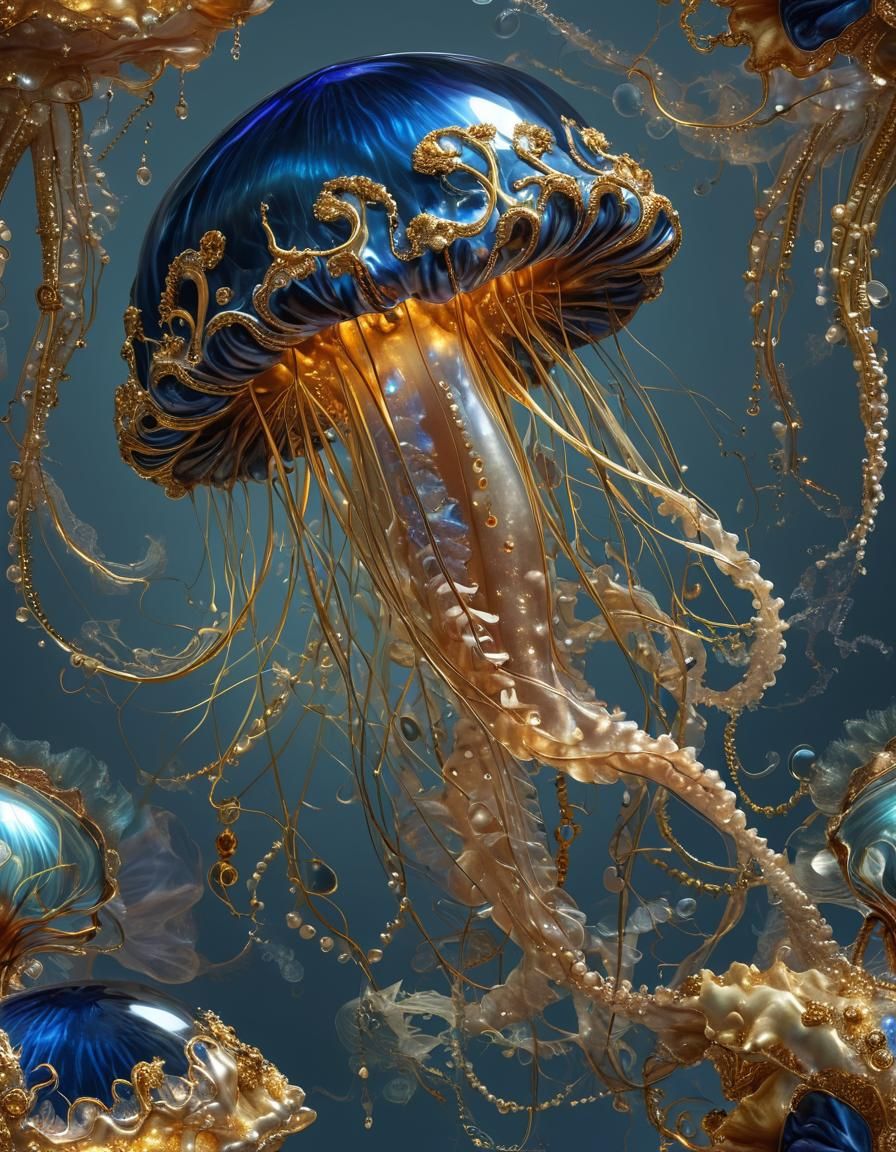 Arcane Jeweled Jellyfish in Crystal Conch