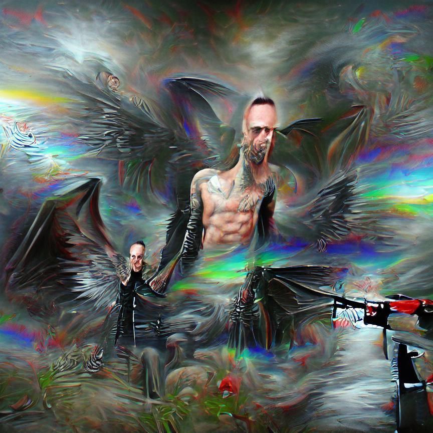 Nergal Slaying Angel in Hyperrealism