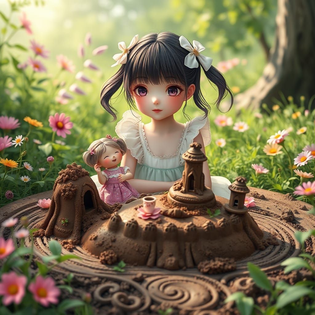 An 64K,  surrealism,  hyperrealism, 
intricately designed,  hyperdetailed,  gorgeous  anime cute adorable girl and her d...