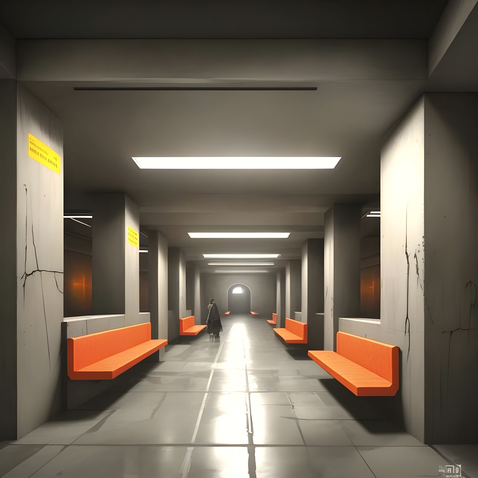 Subterranean Cafeteria in Detailed Matte Painting Style