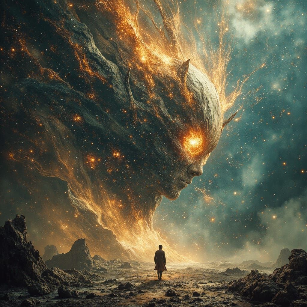 Cosmic Entity Emerges Above Alien Planet