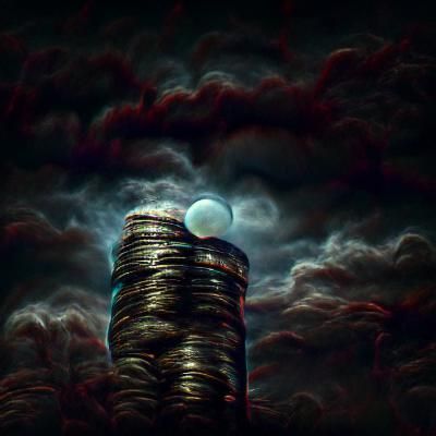 Ominous Tower Under Full Moon in 8K