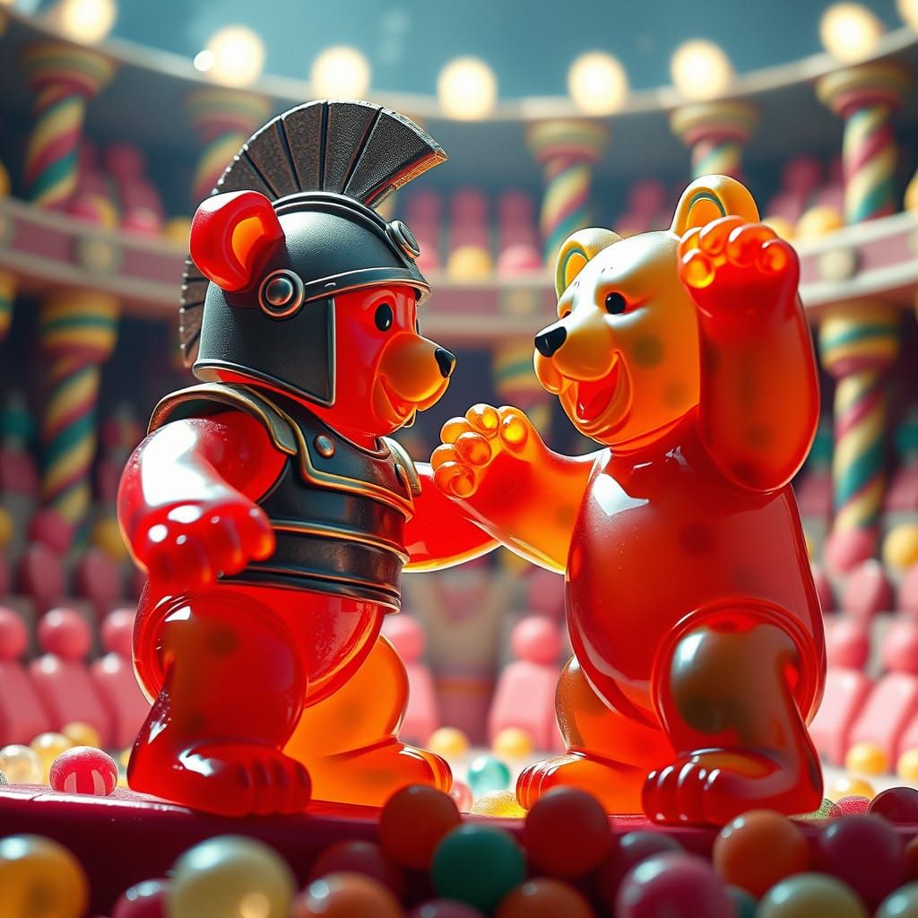 Gummy Gladiators Clash in Candy Coliseum