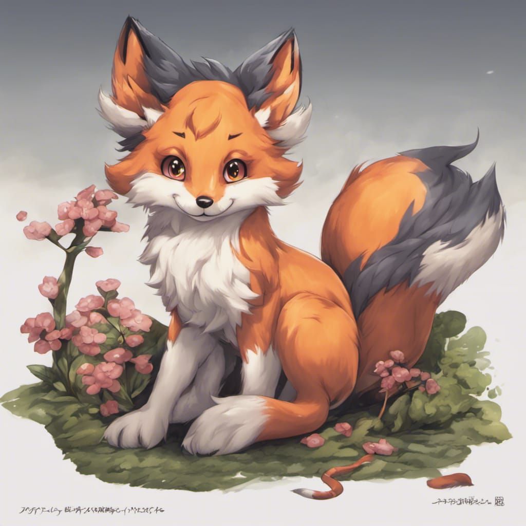 Cute Fox Snake Hybrid in Anime Style