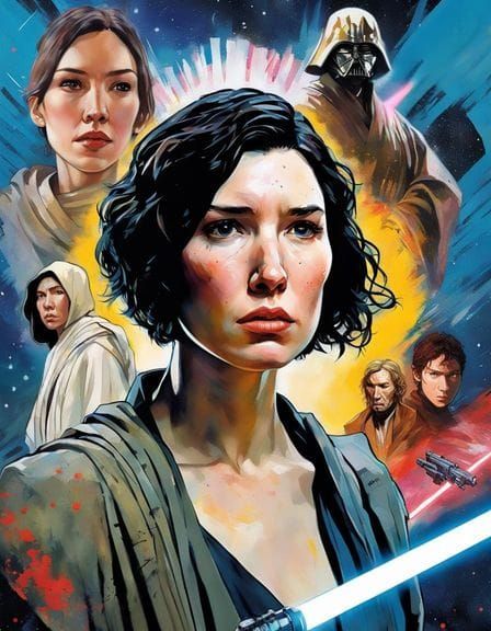 Adam Driver as Female Jedi in Street Art Style