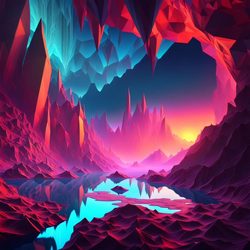 Crystalline Alien Landscape in Cyberpunk Style