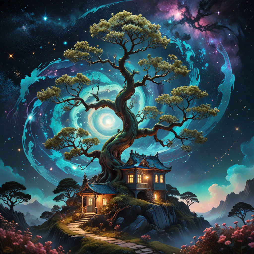 Ethereal Dreamscape in Vibrant Colors as Hypermaximalist Ill...