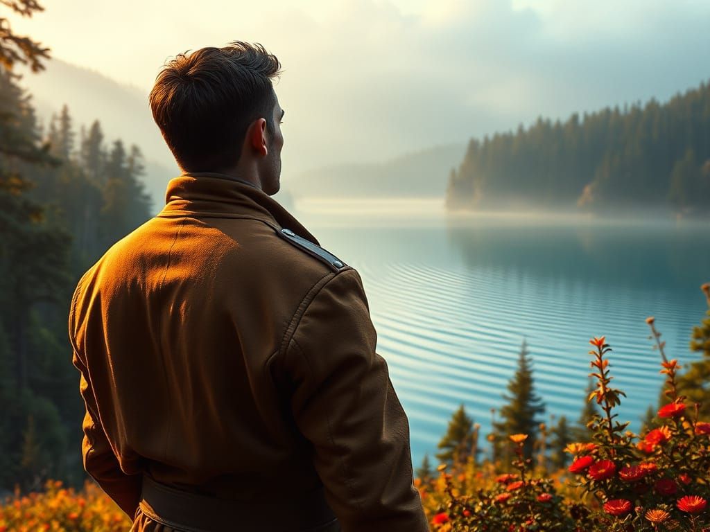 Elegant Gentleman in Serene Landscape