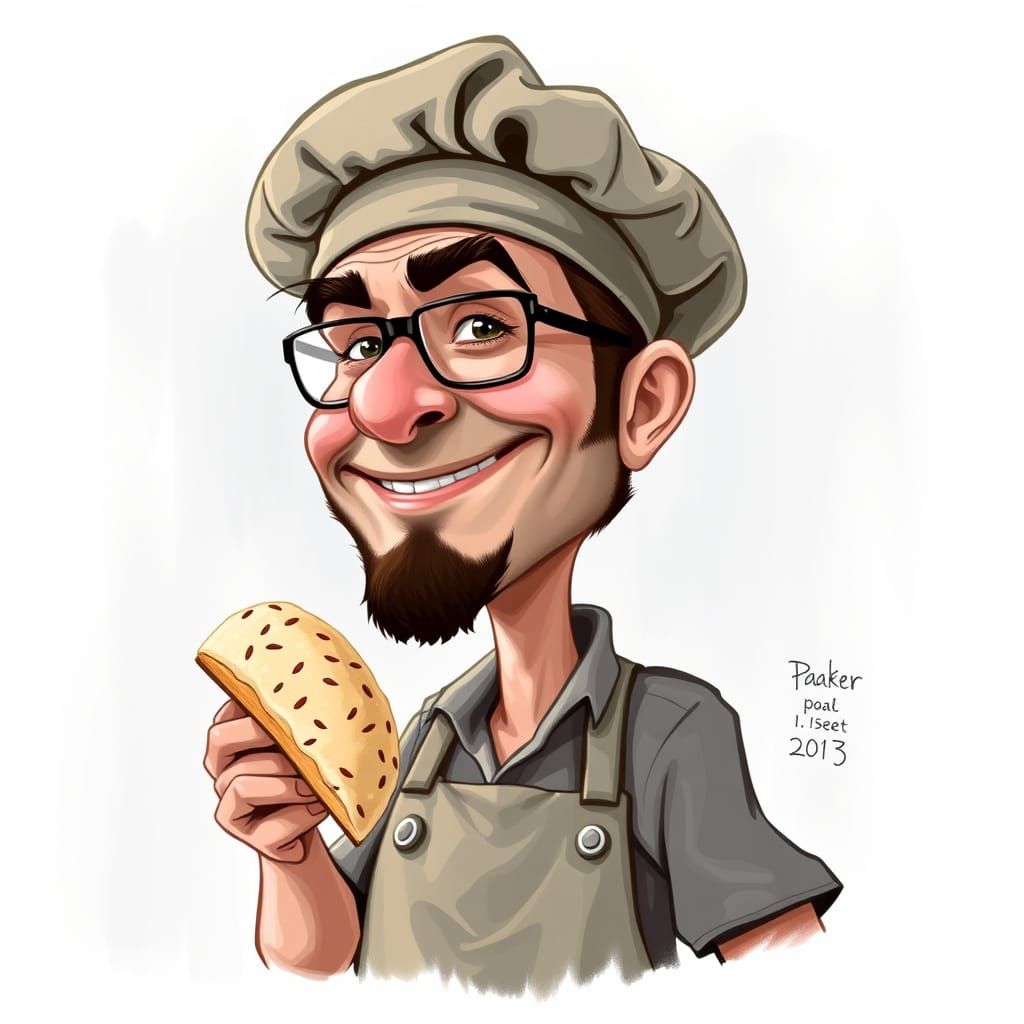 Caricature of a Cheerful Baker