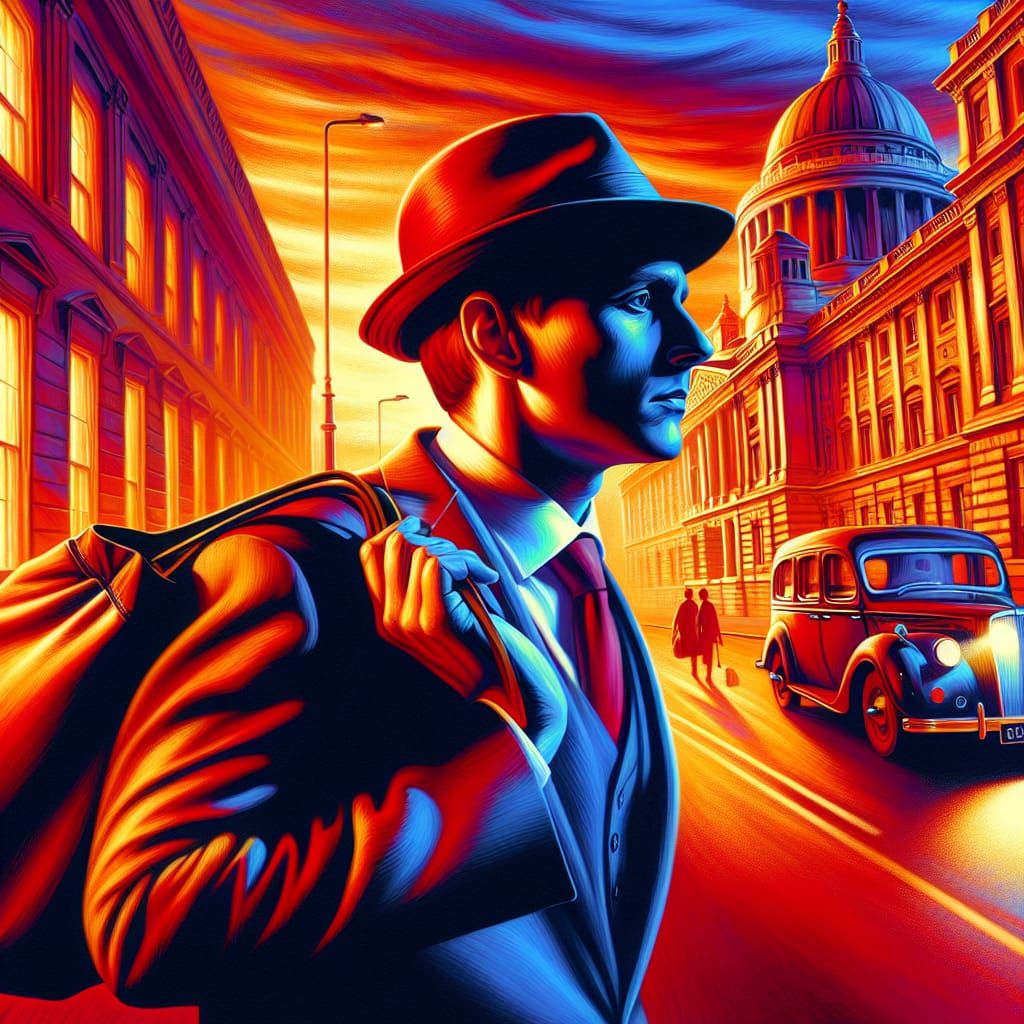 Hyperrealistic Politician Retreating Home with Bag