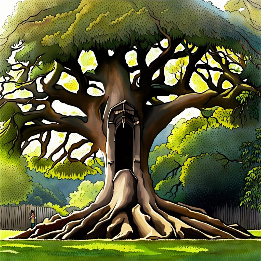 Ethereal Guardian Sycamore Tree with a Haircut