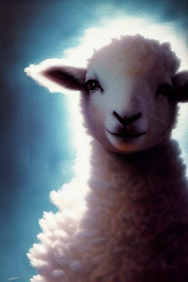 Cute Black Lamb with Volumetric Lighting