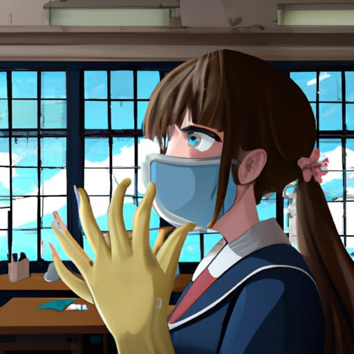 Girl in Mask: Studio Ghibli Anime Illustration