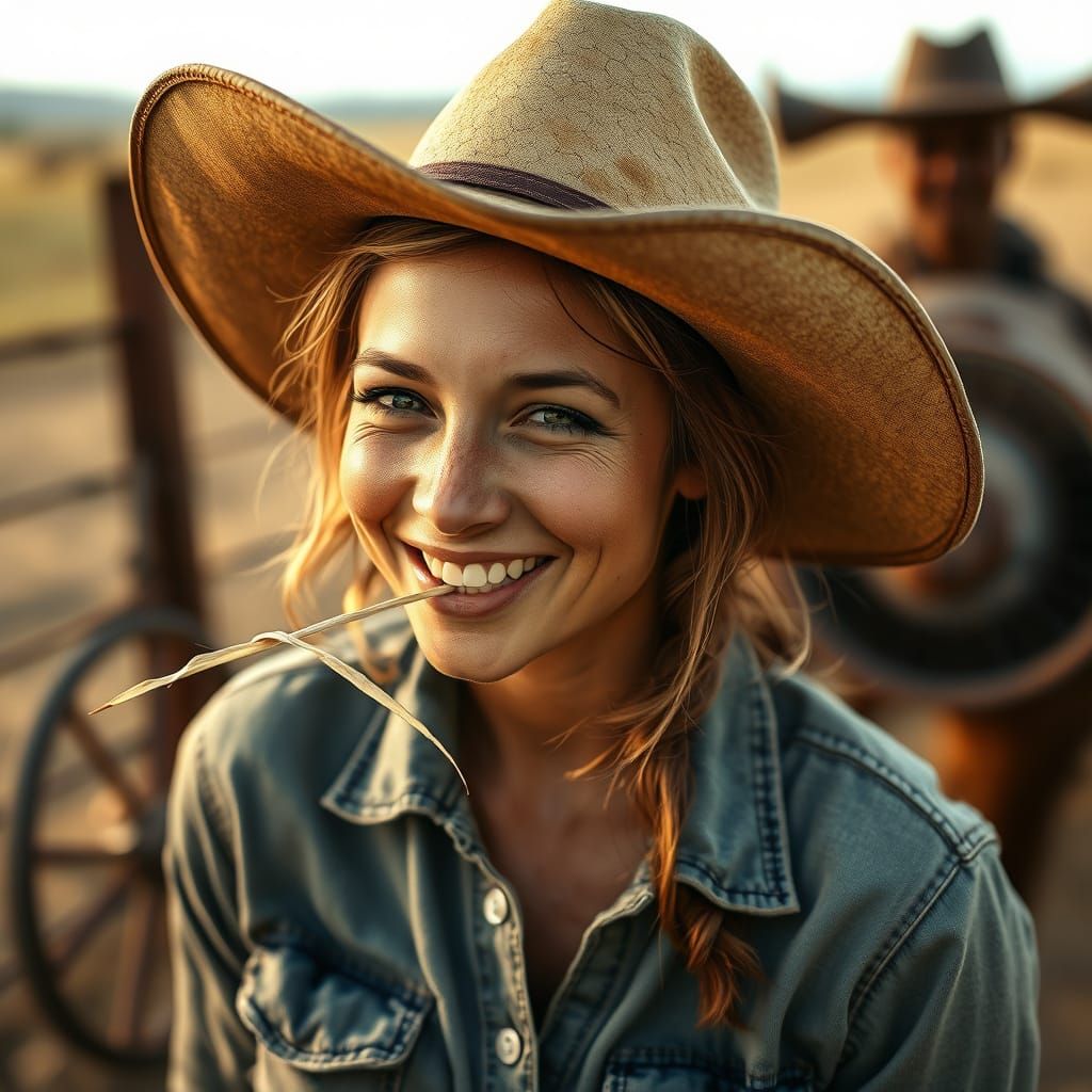 Rugged Outback Cowgirl with a Warm Smile