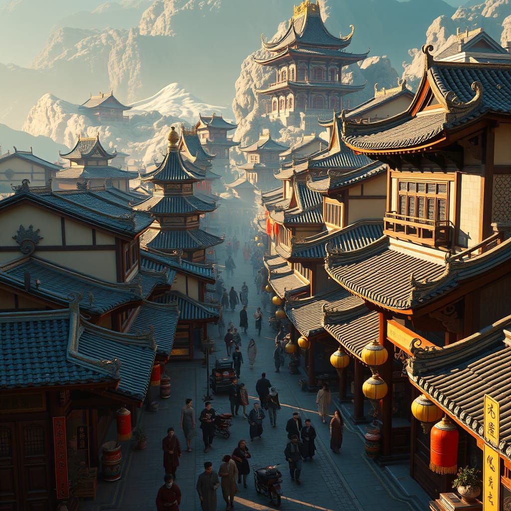 Ming Dynasty Chinese Village Street Scene