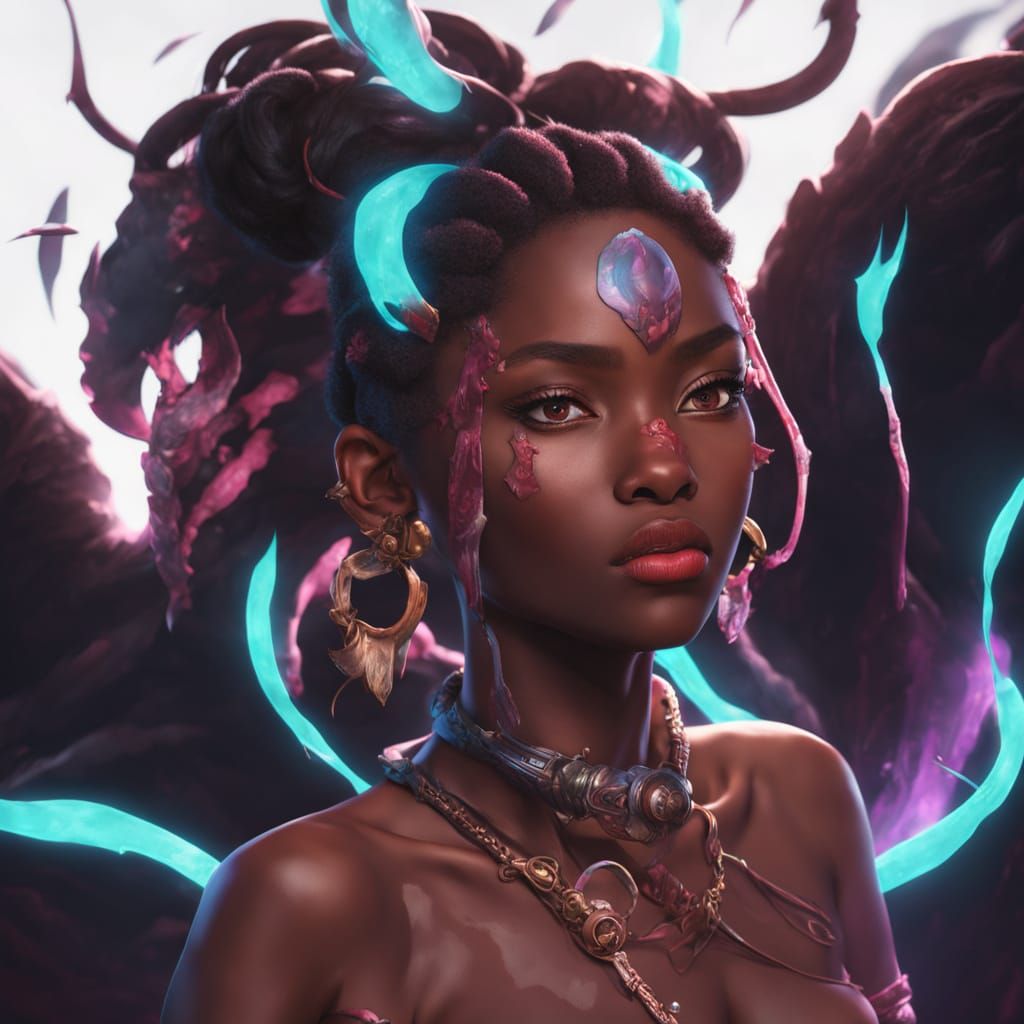 Mystical Snakebite: Voodoo Anime Art in Neon