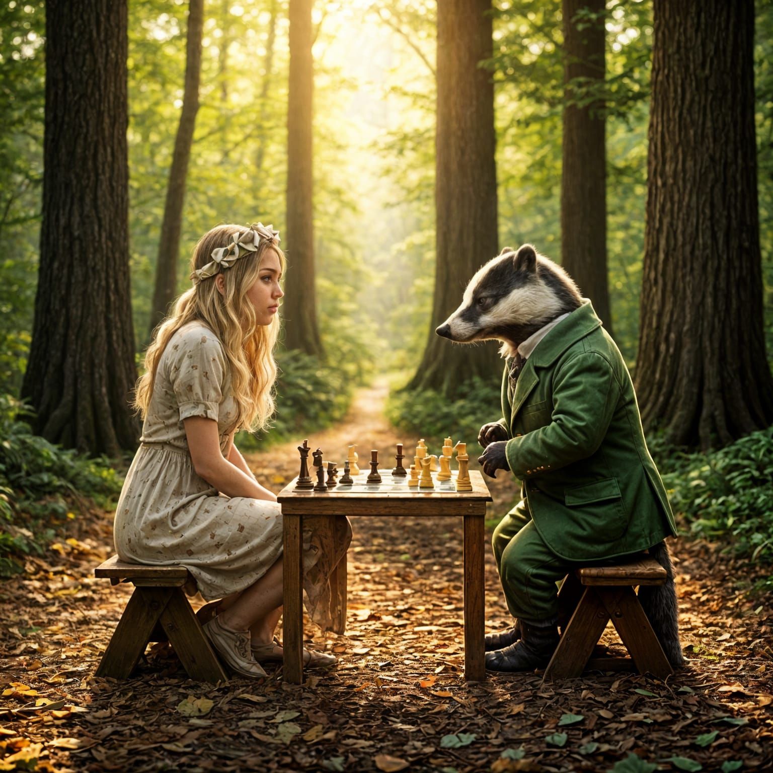 Miley Cyrus playing chess with Badger