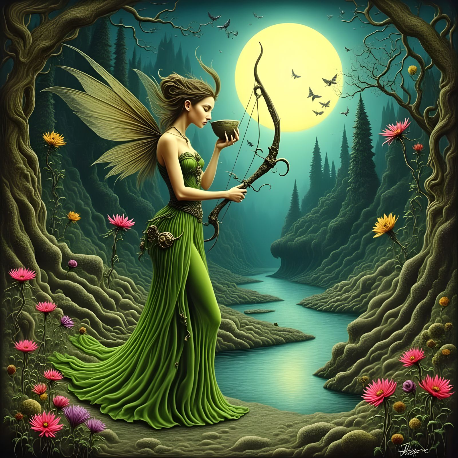 Archer Fairy Drinks by Moonlit River