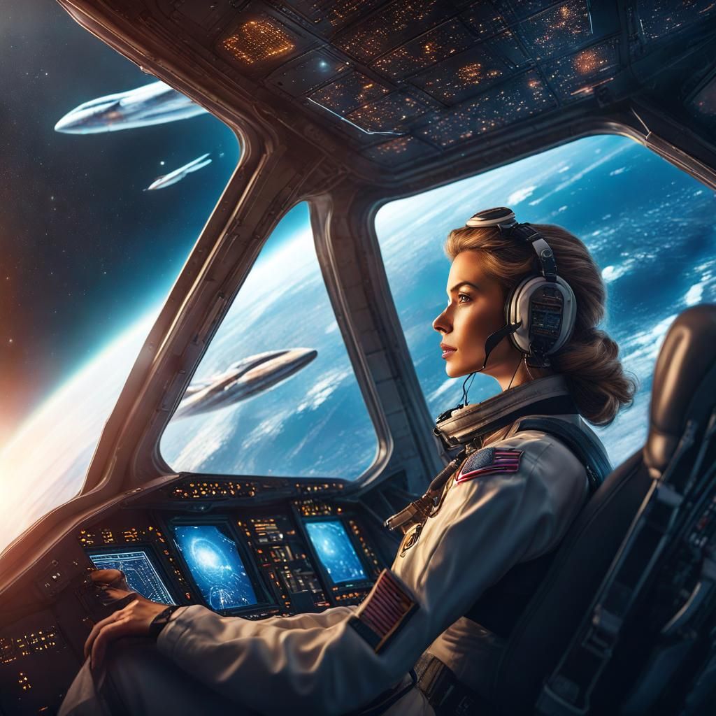 Woman Pilot Views Universe in Space Plane