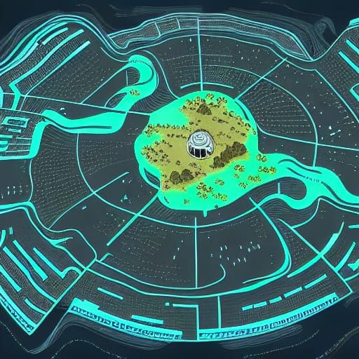 Detailed Sci-Fi Futuristic Map