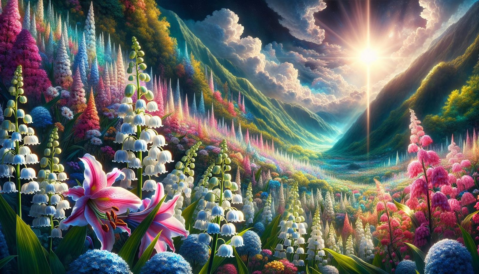 Blooming Lily of the Valley in a Cosmic Landscape