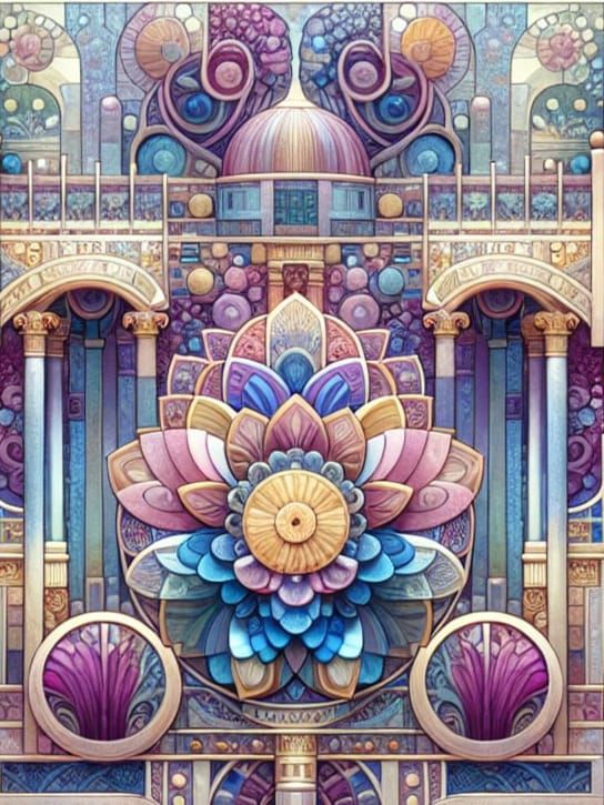 Art Nouveau Fusion with Fractals and Jasper Shards