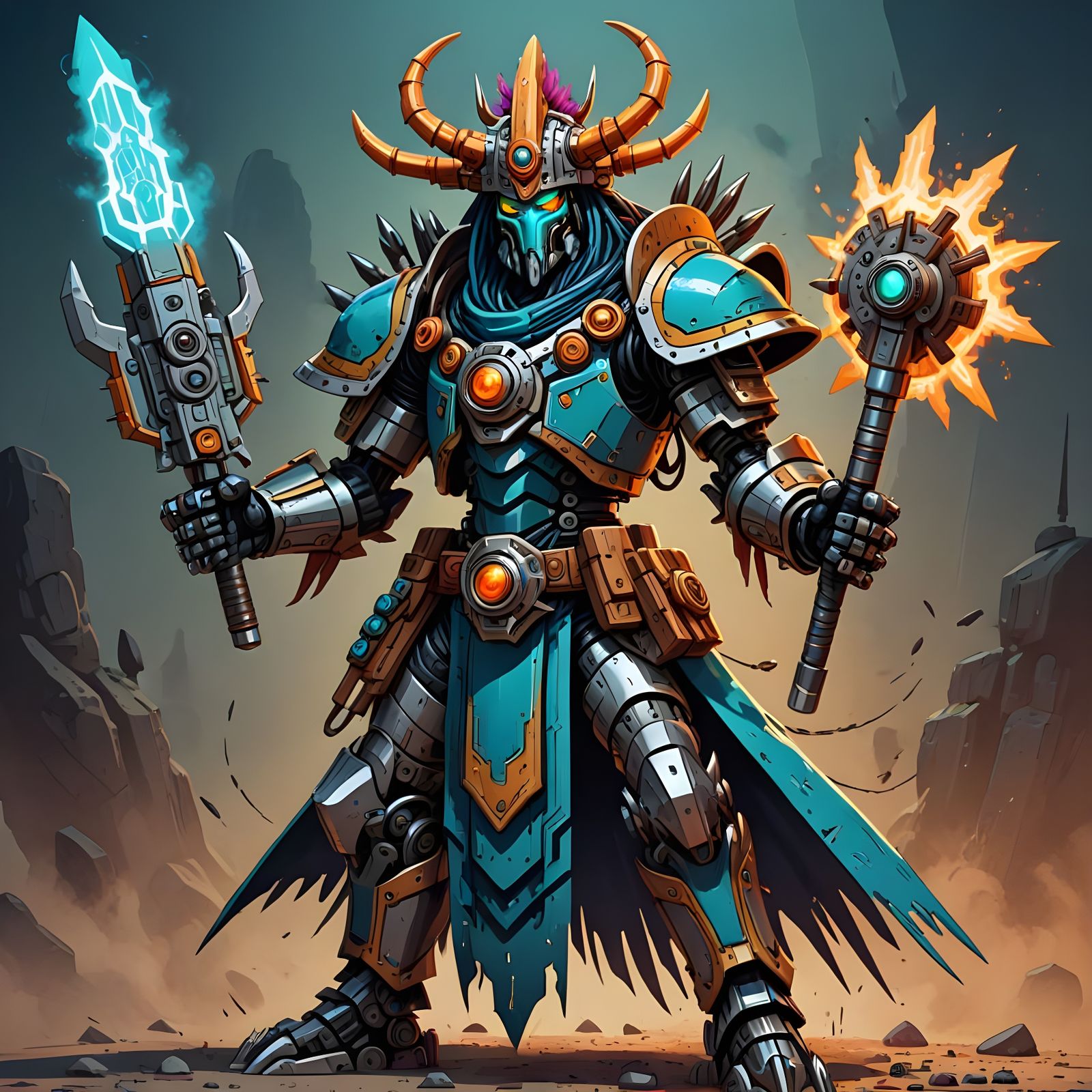 Cyber Shaman in a Heroic Sci-Fi Western Aesthetic