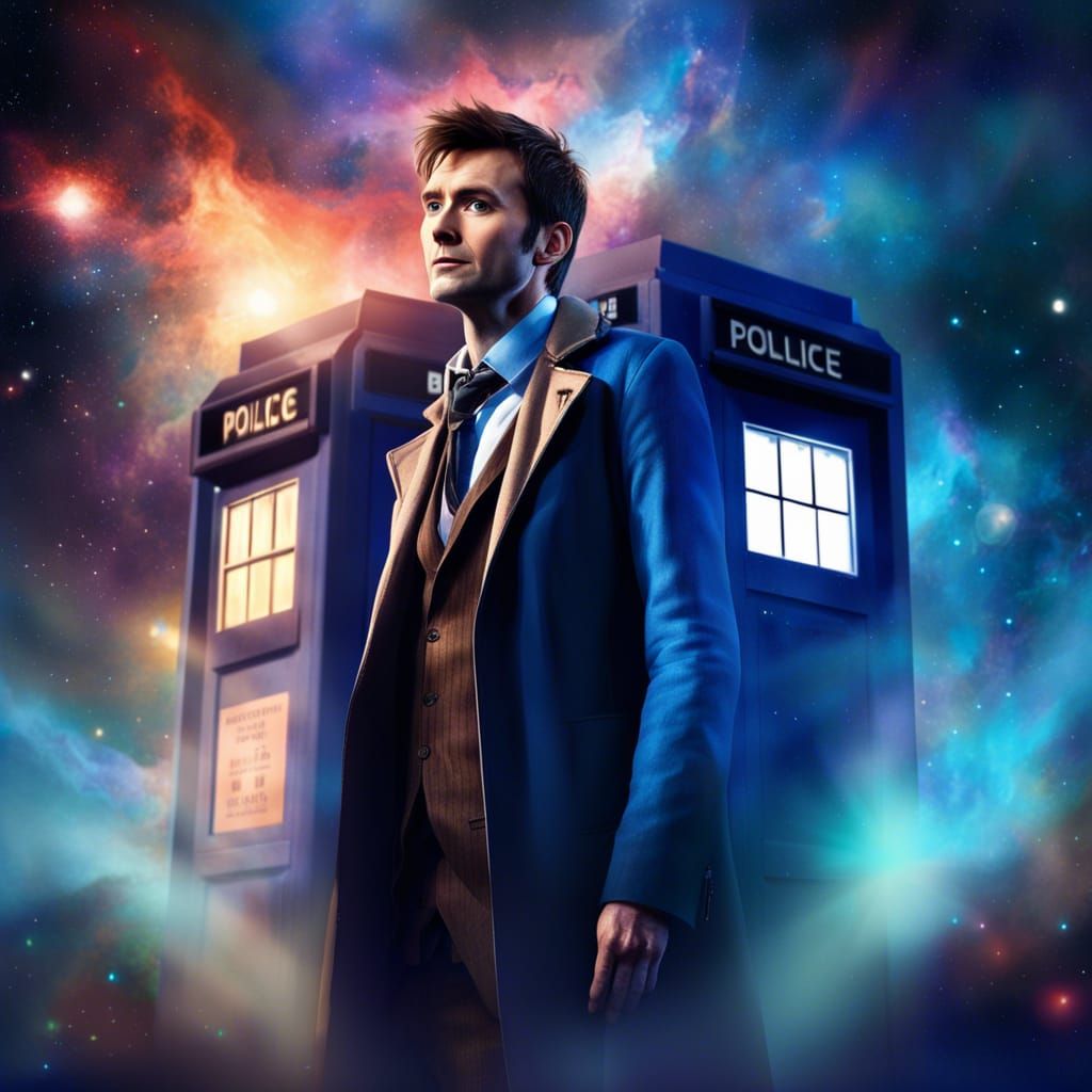 Tenth Doctor's Awe: Digital Painting of Space Travel