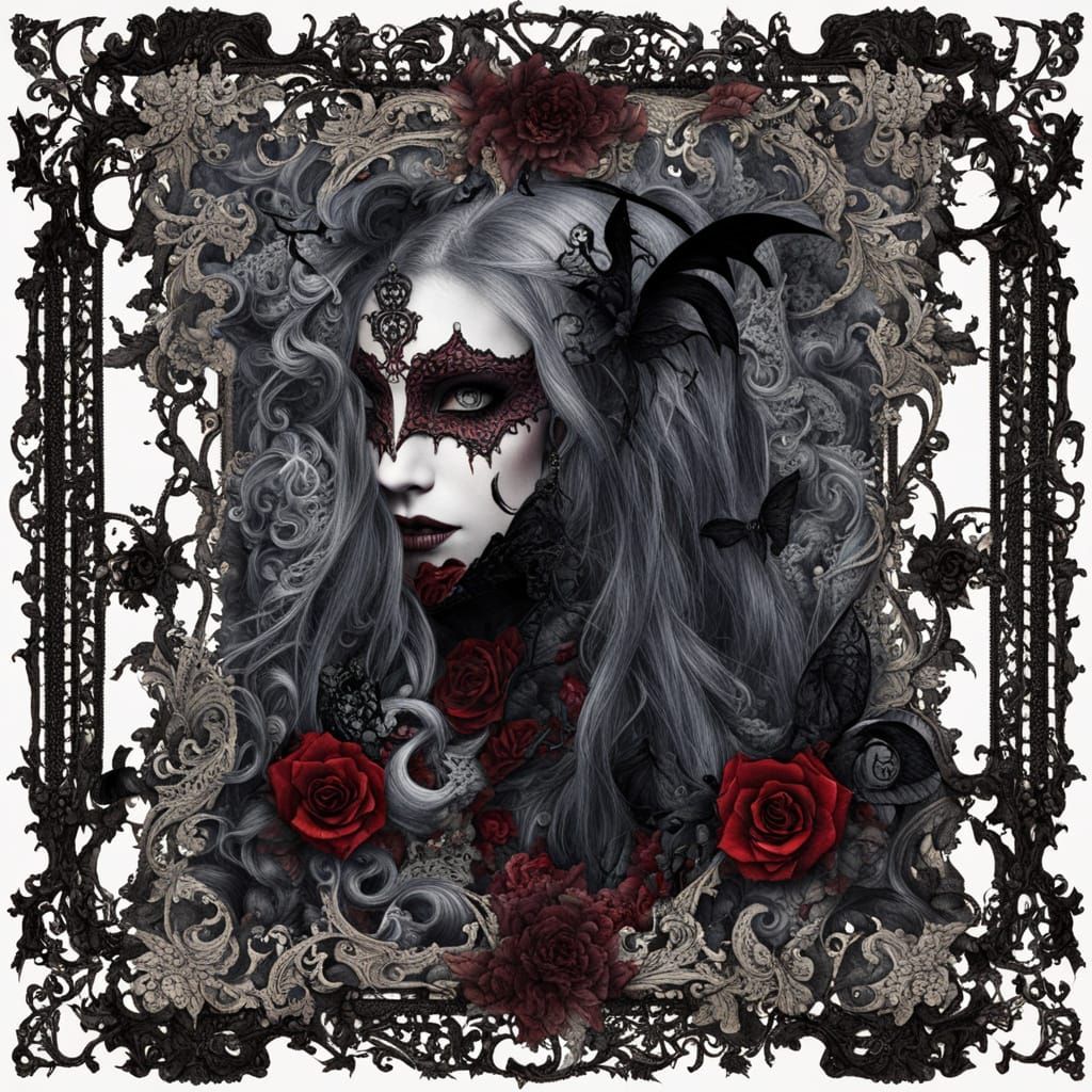 Gothic Vampiric Demoness Lace Collage