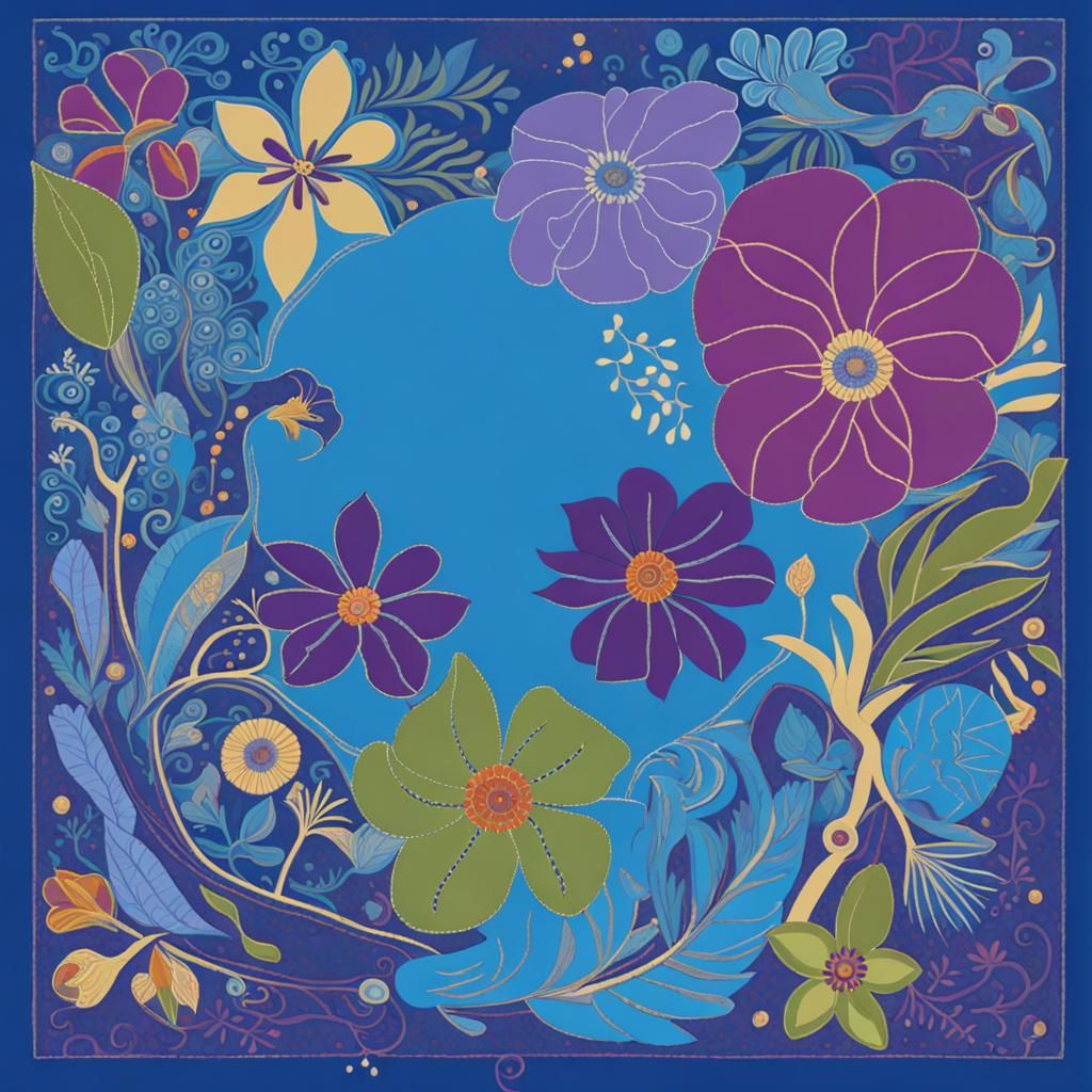 Book Cover with Embroidery and Floral Design