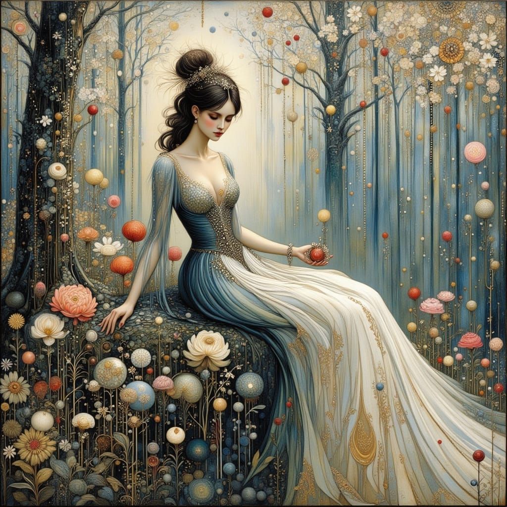 Winter Fairy Queen in Impressionist Style