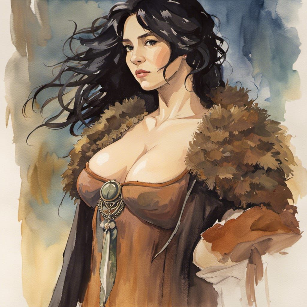 Chieftess of Wilder North as Watercolor Painting