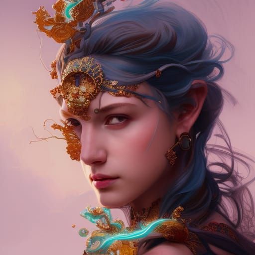 Goddess of Karma Portrait in Hyperdetailed Style
