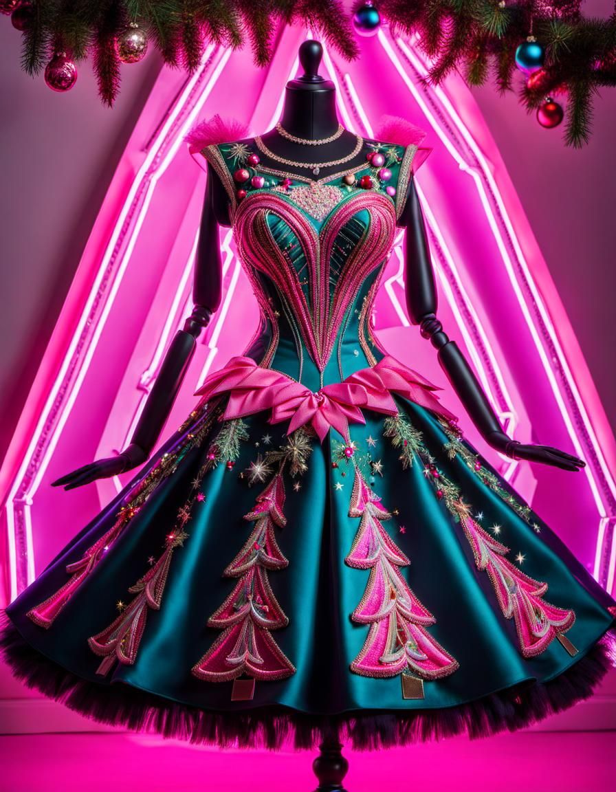 Synthwave Christmas Tree Dress Form