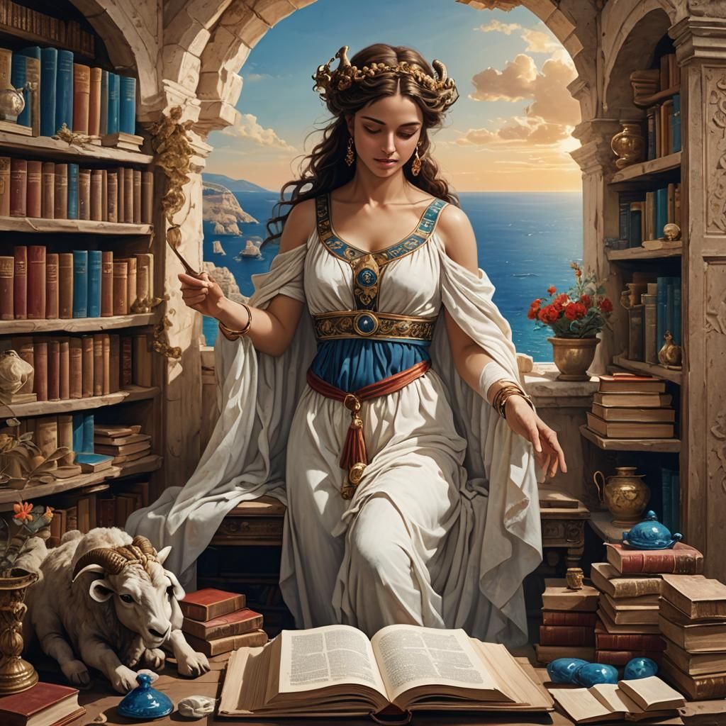 Celestial Goddess Embracing Mythic Tales