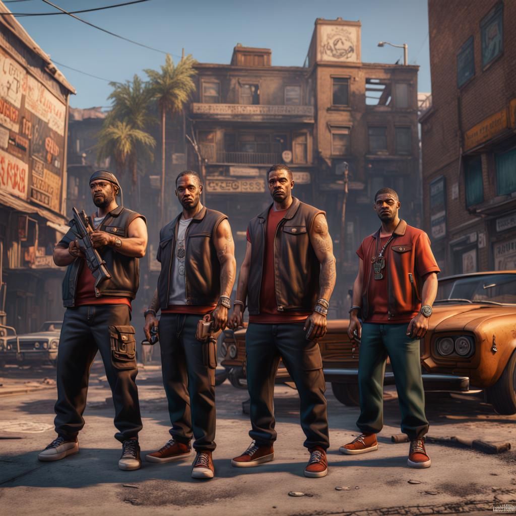 Babylonian Street Gang in GTA: Detailed Matte Painting