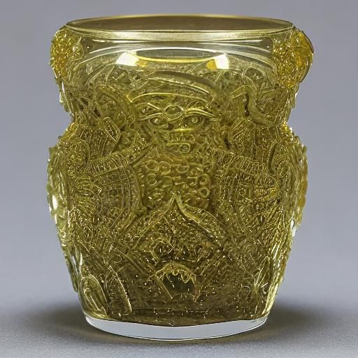 Art Deco Uranium Glass Figurine with Golden Filigree