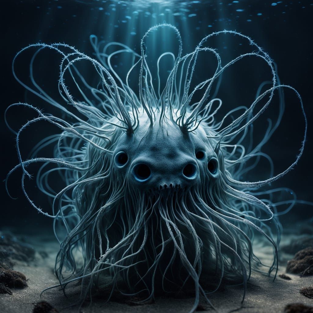 Surreal Ghost and Urchin Entwined in Dark Fantasy