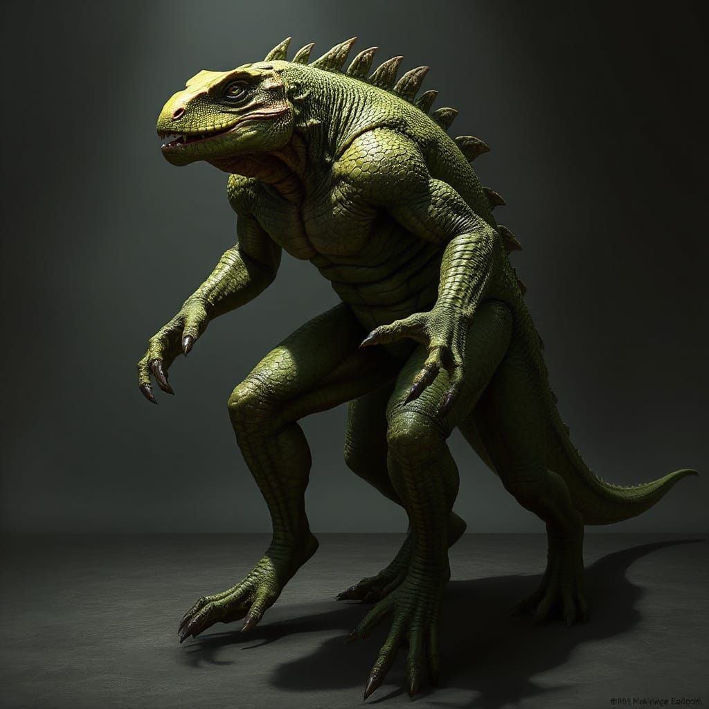 Dark Fantasy Reptilian Warrior Concept Art