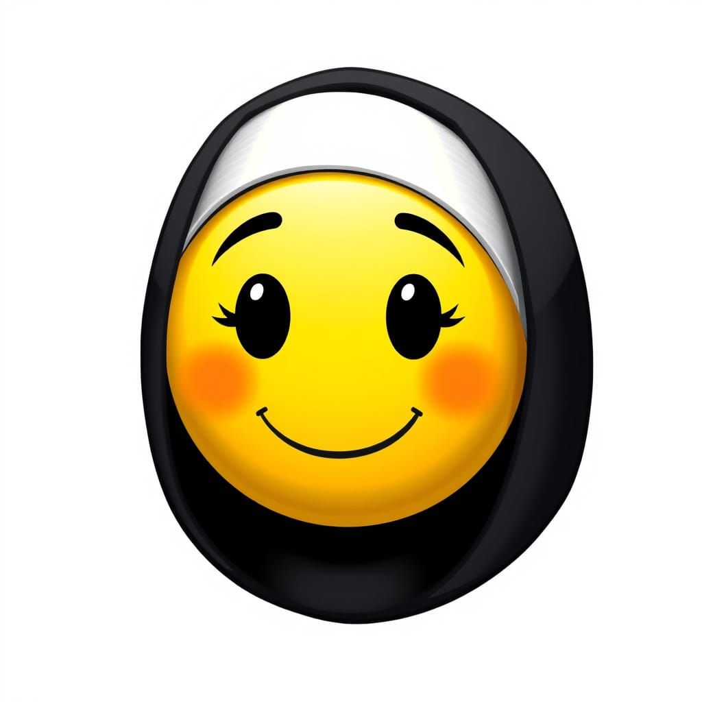 Nun Emoticon with Yellow Face and Nunscap